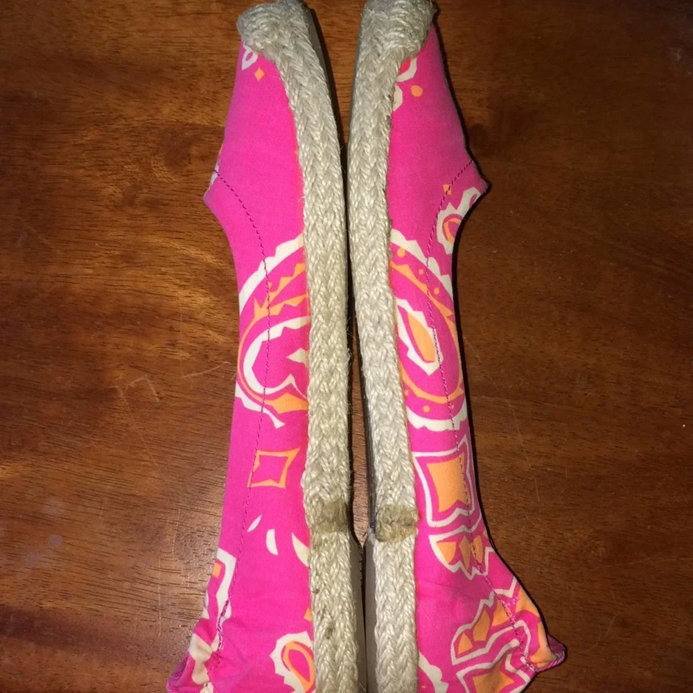 Sperry size 6.5 pink orange and beige espadrilles